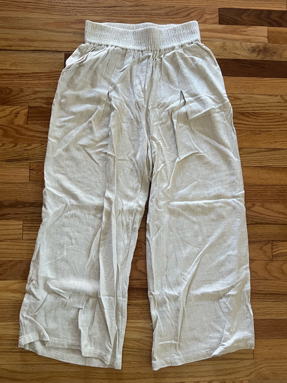 Lightweight Wide-Leg Linen-Blend Pants in Natural - Mable